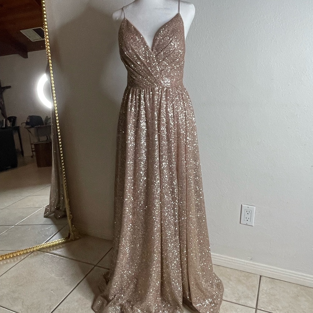 Cinderella Gold Glitter Prom Dress